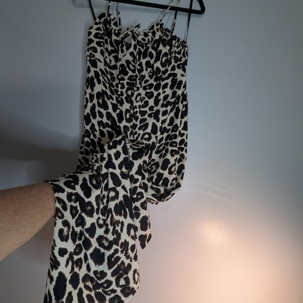 NWT Monteau of Los Angeles• Polyester Maxi Dress Sundress Cheetah Print•Sz M